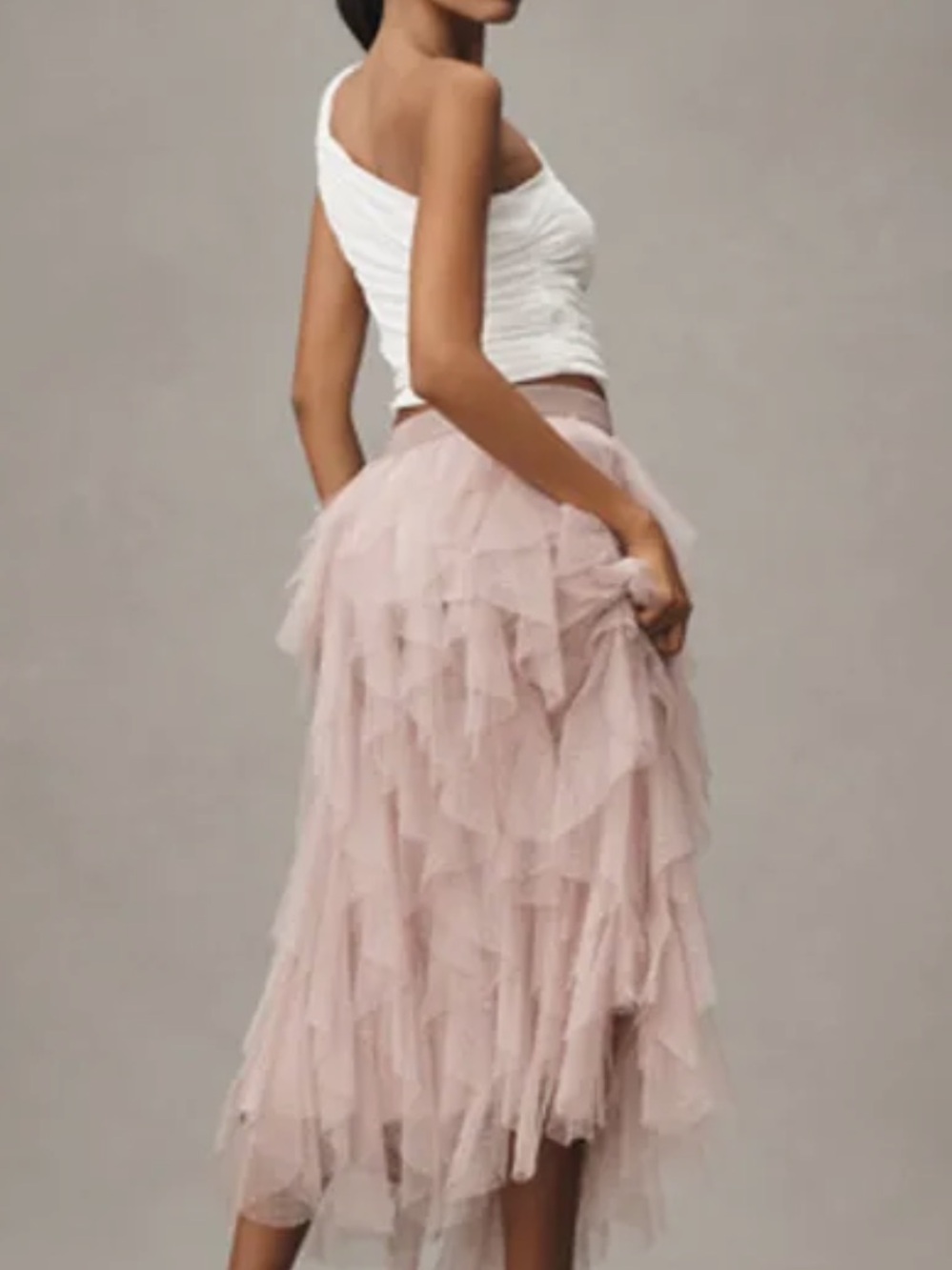 NWT Anthropologie The Cheri Ruffled Tulle Midi Skirt, S Petite - Picture 3 of 13
